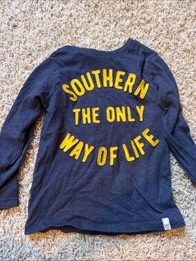 True Craft Navy Long-Sleeve Tee with Yellow Lettering